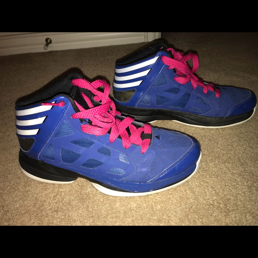 Blue Adidas basketball sneakers